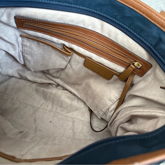 Preowned Michael Kors Kempton Navy Blue Nylon Tote Shoulder Handbag Purse P - Picture 12 of 13